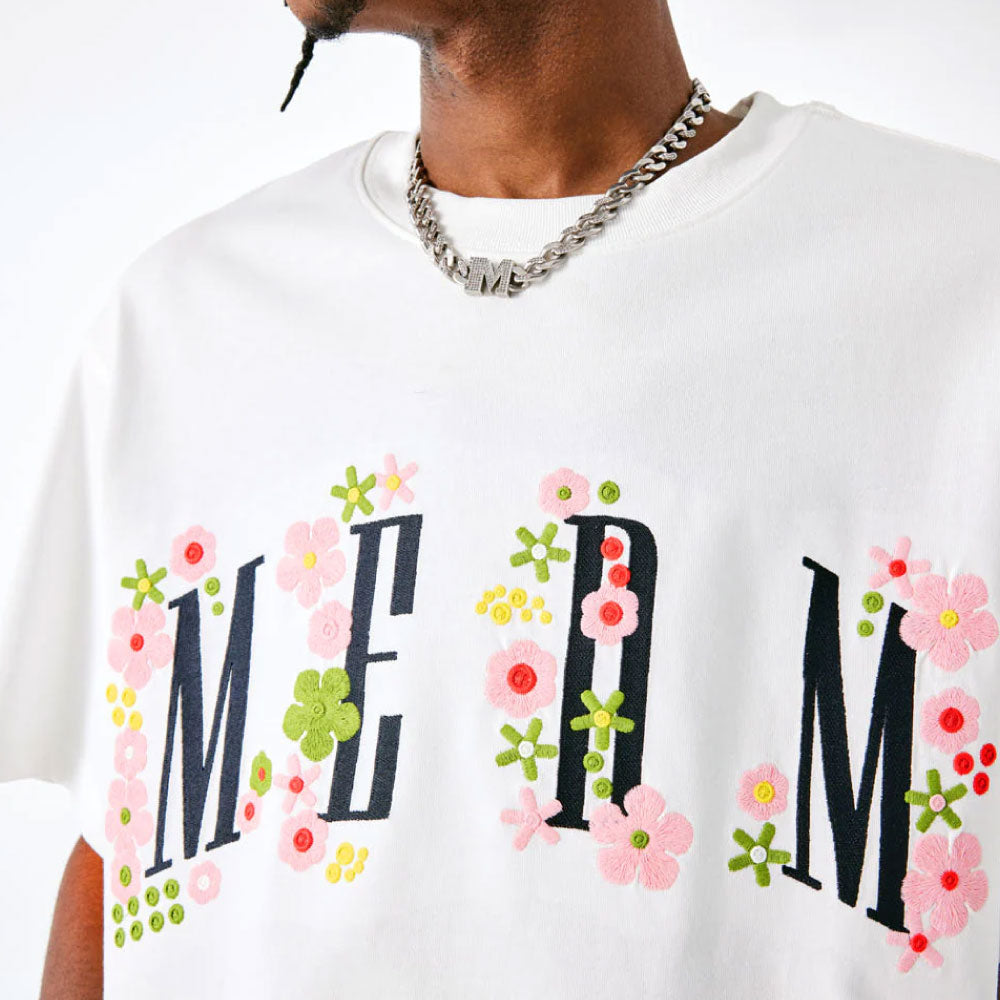 Colorful flowers embroidered S/S Tee ロゴ 半袖 Tシャツ