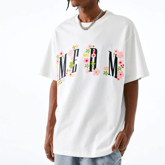 Colorful flowers embroidered S/S Tee ロゴ 半袖 Tシャツ