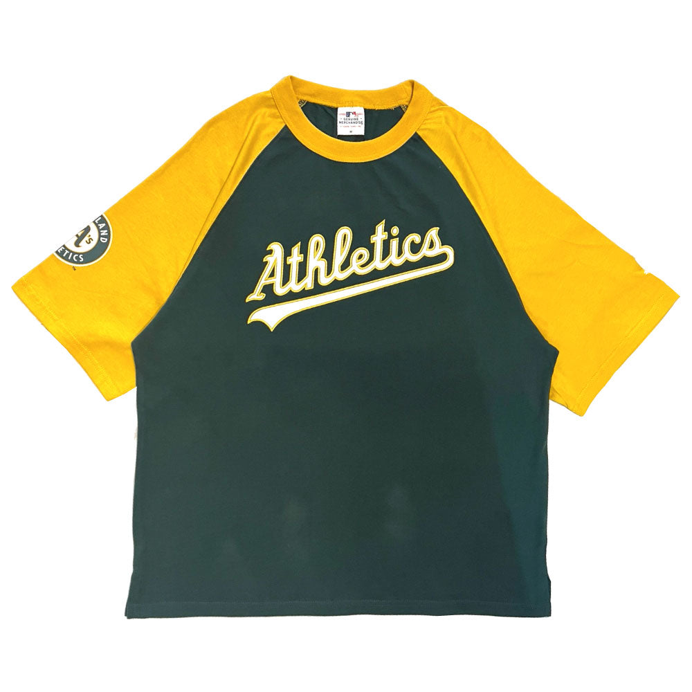 X Oakland Athletics Script Logo Raglan S/S Tee オークランド アスレチックス 半袖 ラグラン Tシャツ 公式 Official