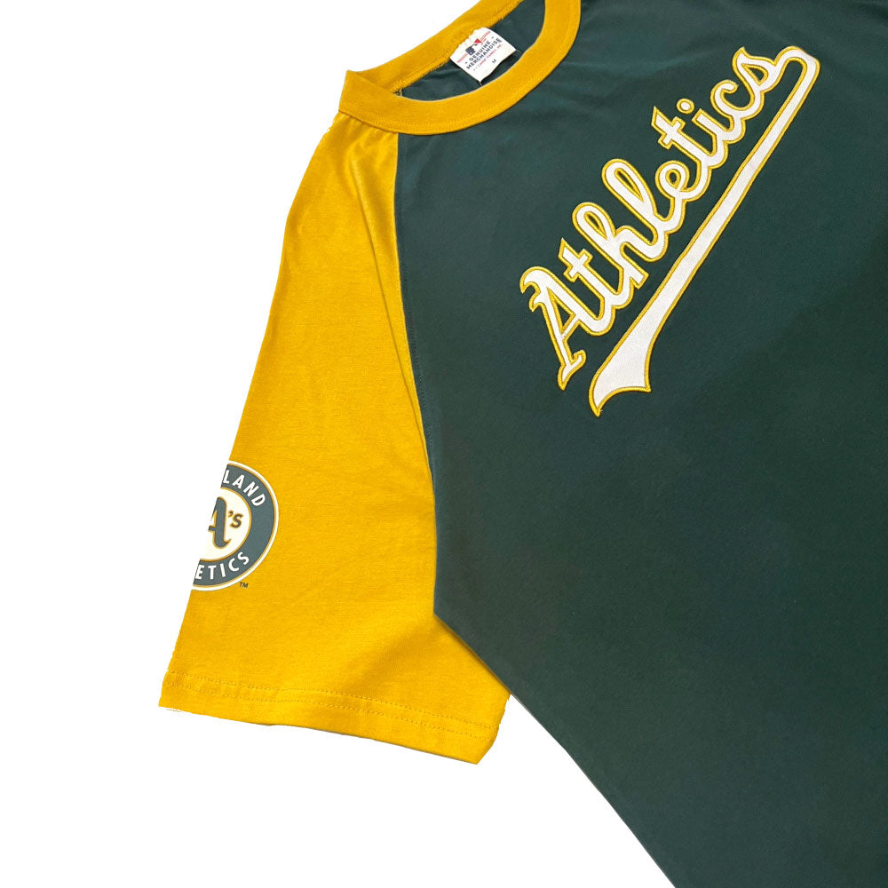 X Oakland Athletics Script Logo Raglan S/S Tee オークランド アスレチックス 半袖 ラグラン Tシャツ 公式 Official