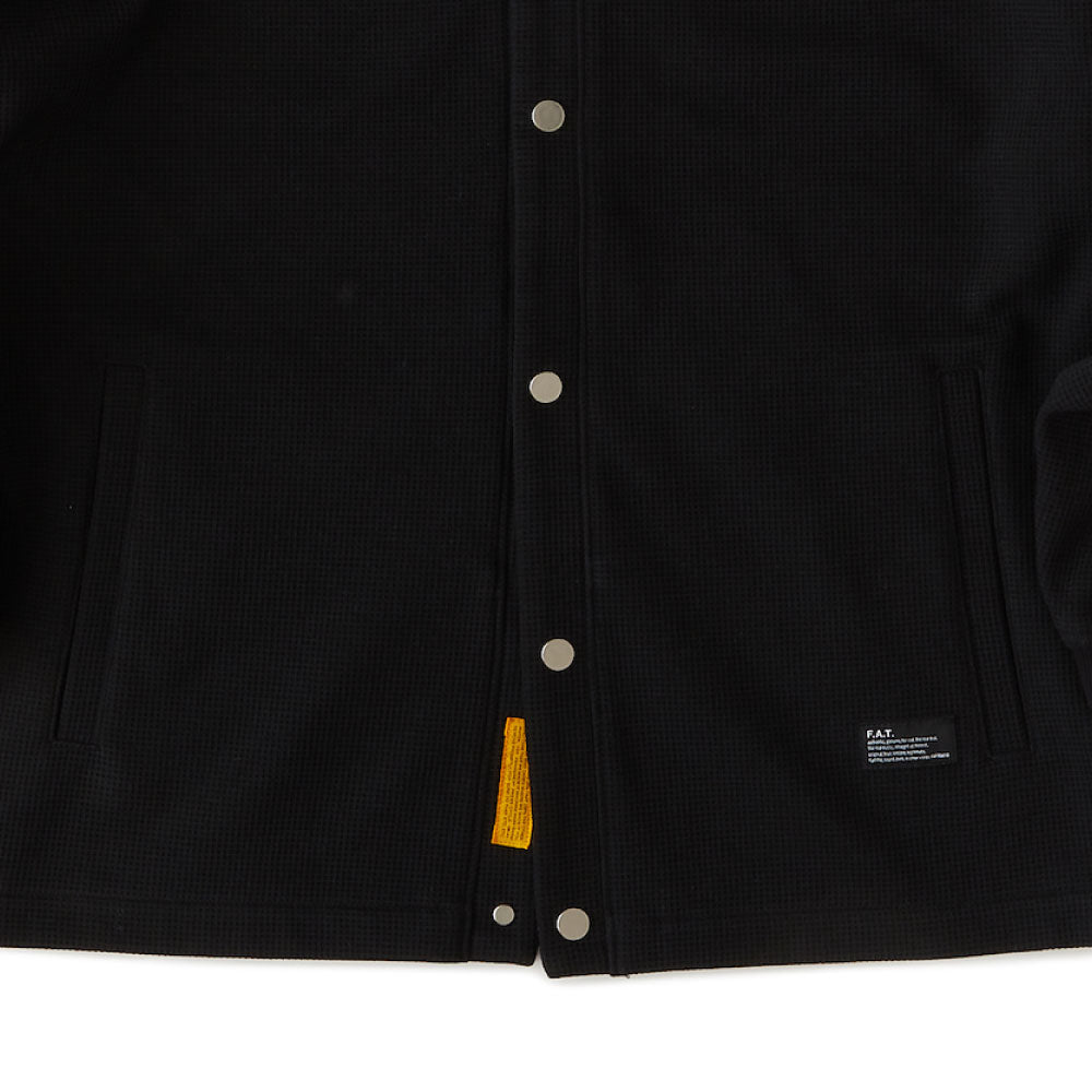 WAFFGAN Solid Waffle Cardigan Black ソリッド ワッフル スナップ カーディガン