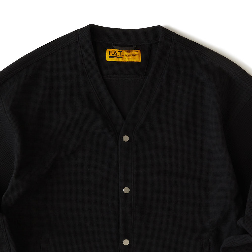 WAFFGAN Solid Waffle Cardigan Black ソリッド ワッフル スナップ カーディガン