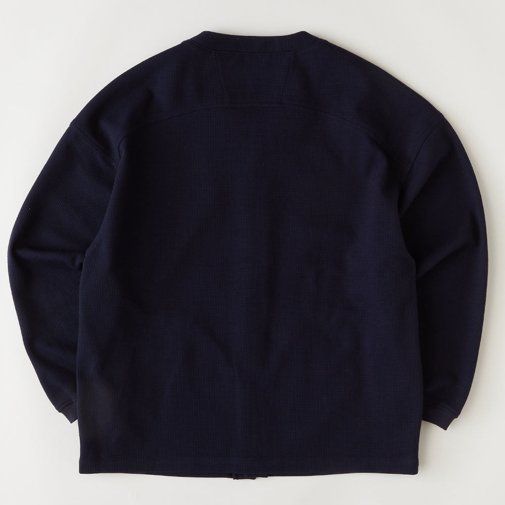 WAFFGAN Solid Waffle Cardigan Navy ソリッド ワッフル スナップ カーディガン