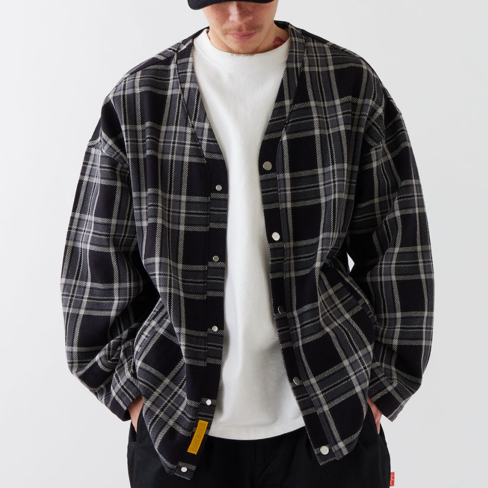 Flannogan Fannel Check Cardigan Chacoal タータン チェック スナップ カーディガン