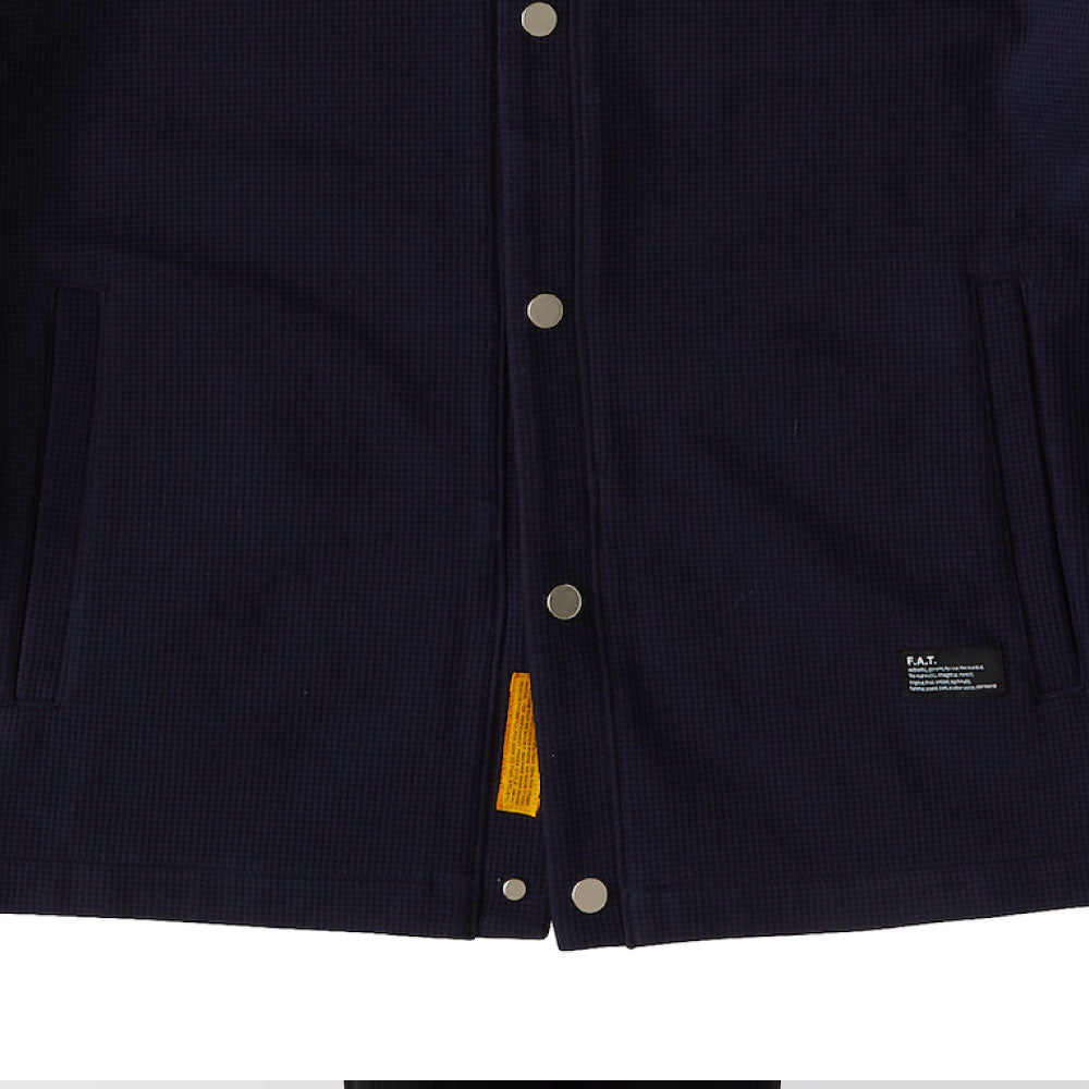 WAFFGAN Solid Waffle Cardigan Navy ソリッド ワッフル スナップ カーディガン