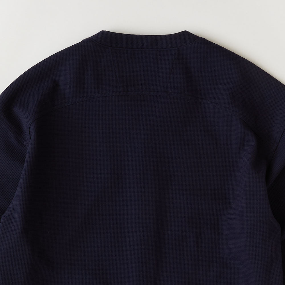 WAFFGAN Solid Waffle Cardigan Navy ソリッド ワッフル スナップ カーディガン