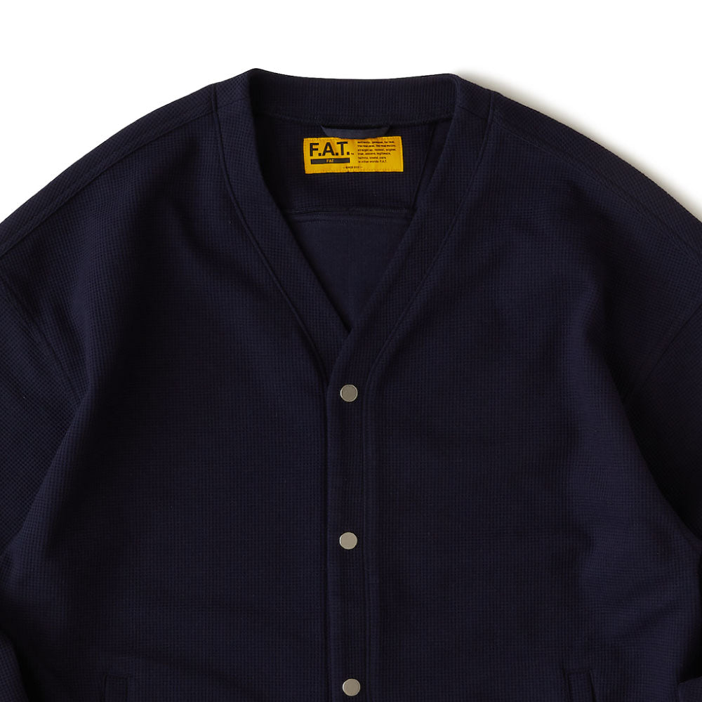 WAFFGAN Solid Waffle Cardigan Navy ソリッド ワッフル スナップ カーディガン