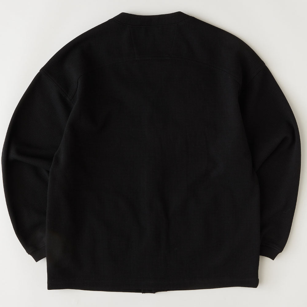 WAFFGAN Solid Waffle Cardigan Black ソリッド ワッフル スナップ カーディガン