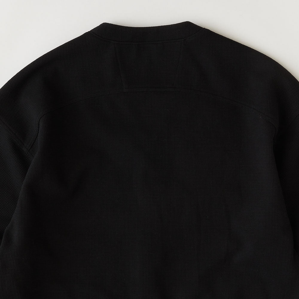 WAFFGAN Solid Waffle Cardigan Black ソリッド ワッフル スナップ カーディガン