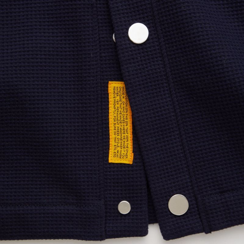 WAFFGAN Solid Waffle Cardigan Navy ソリッド ワッフル スナップ カーディガン