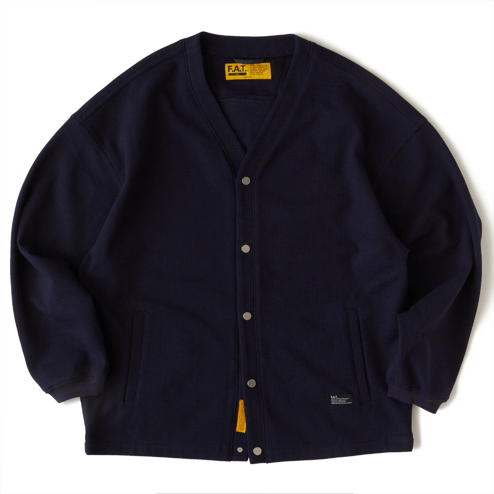 WAFFGAN Solid Waffle Cardigan Navy ソリッド ワッフル スナップ カーディガン