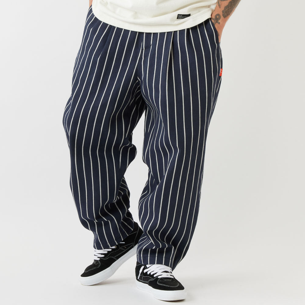 × Cookman Chefripe Relax Easy Pants Navy × クックマン リラックス ストライプ イージー パンツ