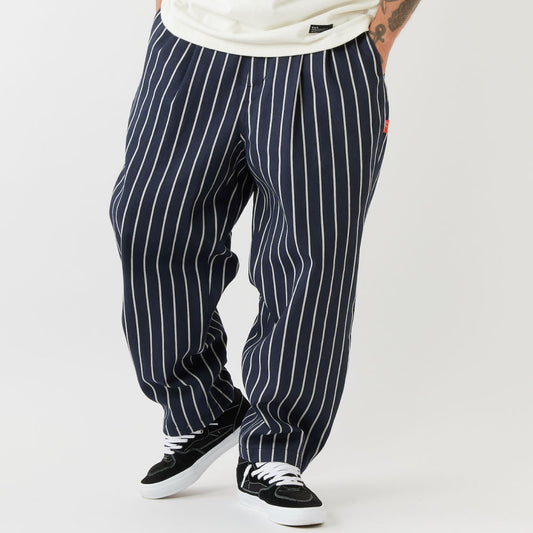 × Cookman Chefripe Relax Easy Pants Navy × クックマン リラックス ストライプ イージー パンツ