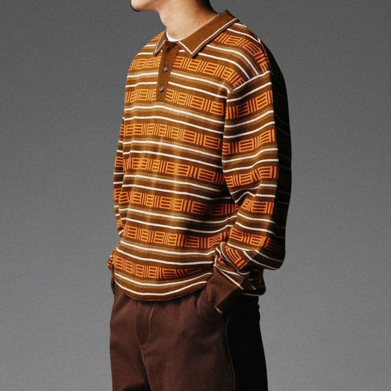 Windsor Knitted Sweater  -Brown ニット ポロ セーター