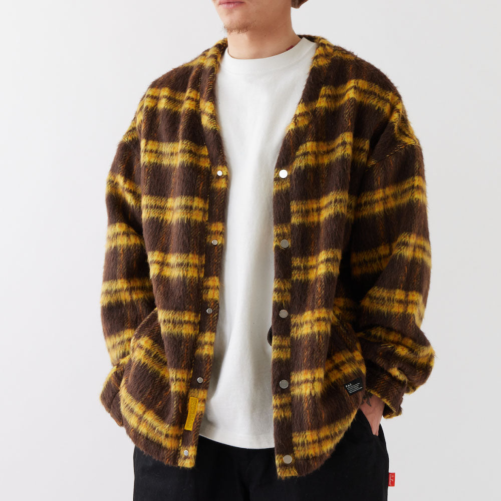 SHAGYGAN Mohair check Snap Cardigan モヘア チェック スナップ カーディガン