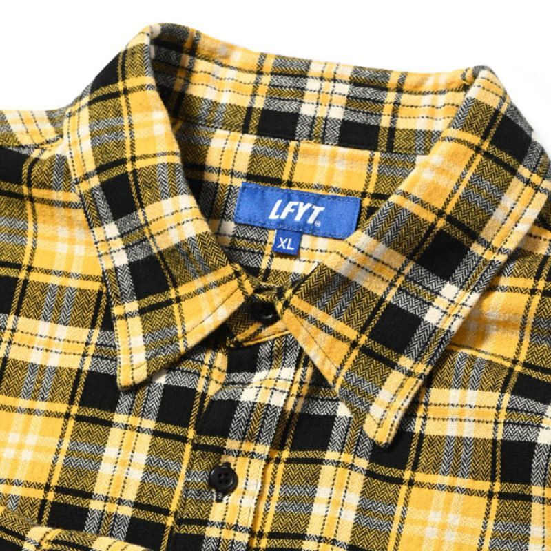 Script Logo Plaid Flannel L/S Shirts YLW タータン フランネル チェック 長袖 シャツ