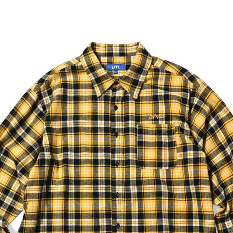 Script Logo Plaid Flannel L/S Shirts YLW タータン フランネル チェック 長袖 シャツ