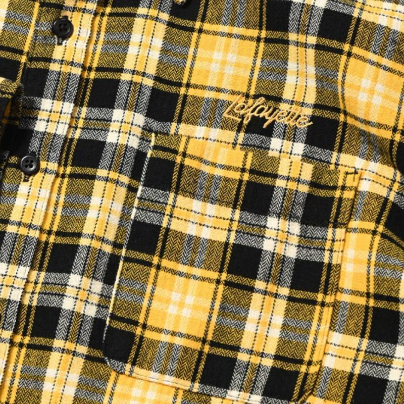 Script Logo Plaid Flannel L/S Shirts YLW タータン フランネル チェック 長袖 シャツ