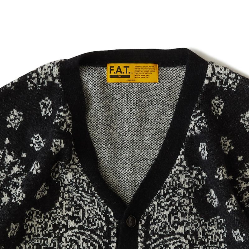 Gandana Bandana Knit Cardigan BLK バンダナ ニット カーディガン