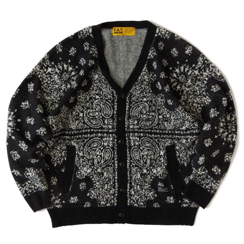 Gandana Bandana Knit Cardigan BLK バンダナ ニット カーディガン