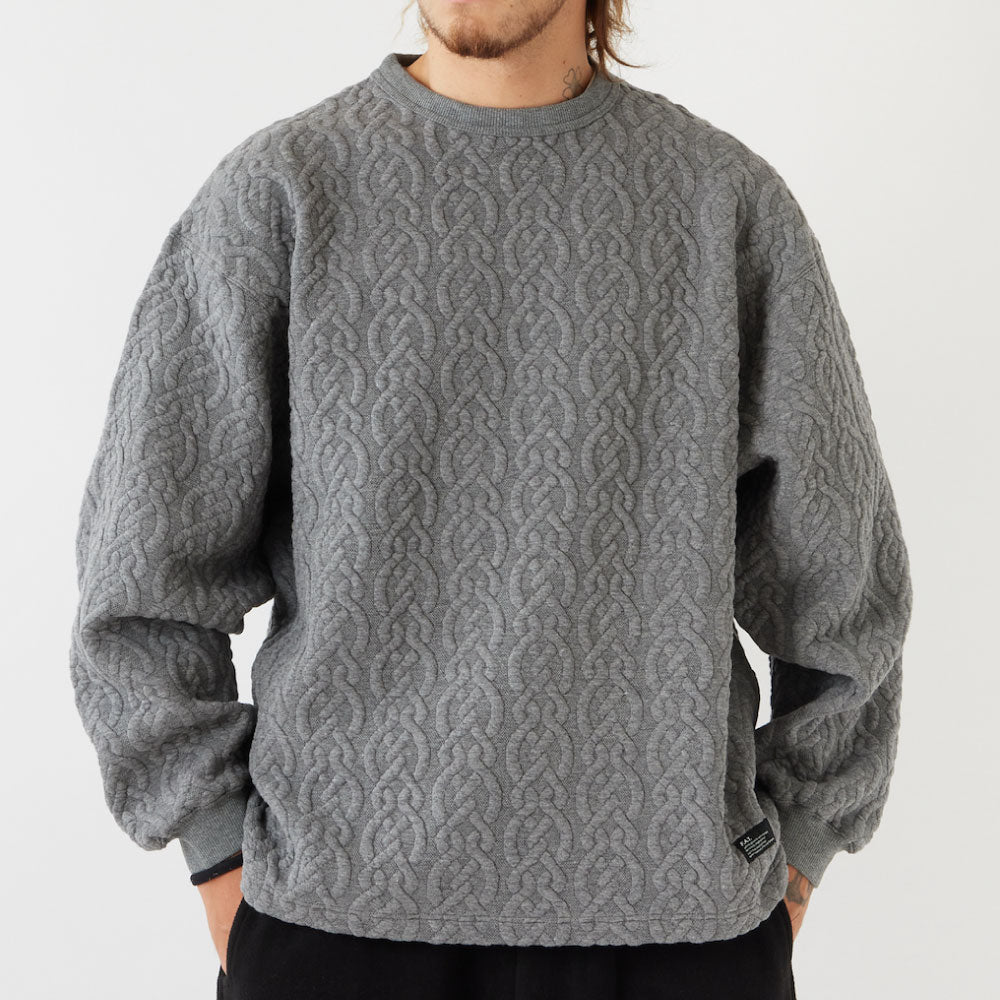 Cabler Cable Knit Crewneck Cut&Saw GRY ケーブル ニット クルーネック カットソー