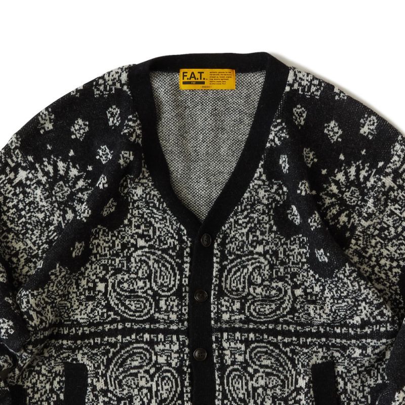 Gandana Bandana Knit Cardigan BLK バンダナ ニット カーディガン