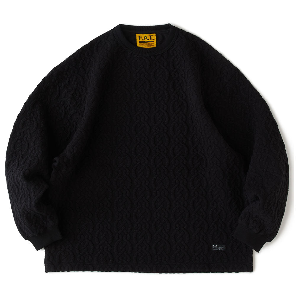 Cabler Cable Knit Crewneck Cut&Saw BLK ケーブル ニット クルーネック カットソー