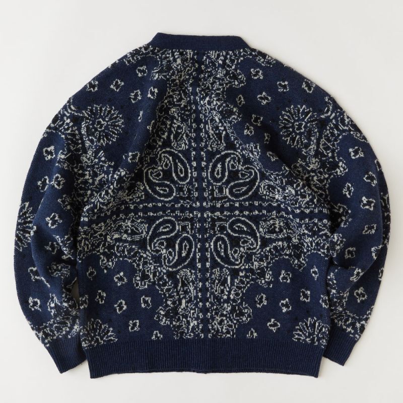 Gandana Bandana Knit Cardigan NVY バンダナ ニット カーディガン