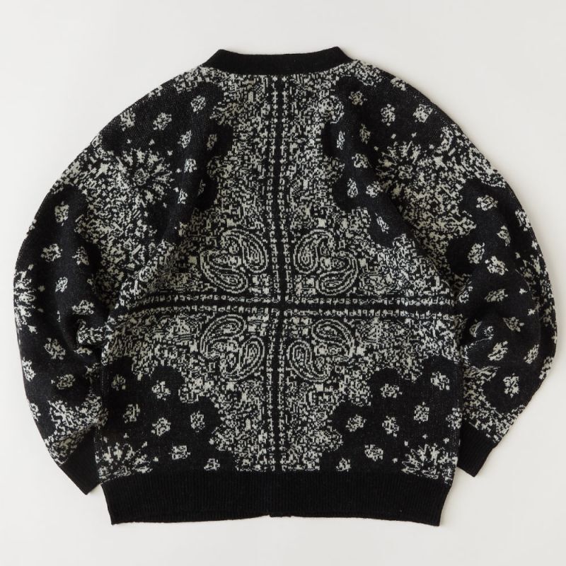 Gandana Bandana Knit Cardigan BLK バンダナ ニット カーディガン