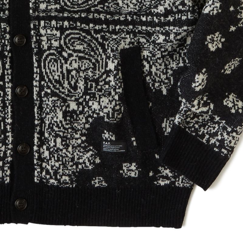 Gandana Bandana Knit Cardigan BLK バンダナ ニット カーディガン