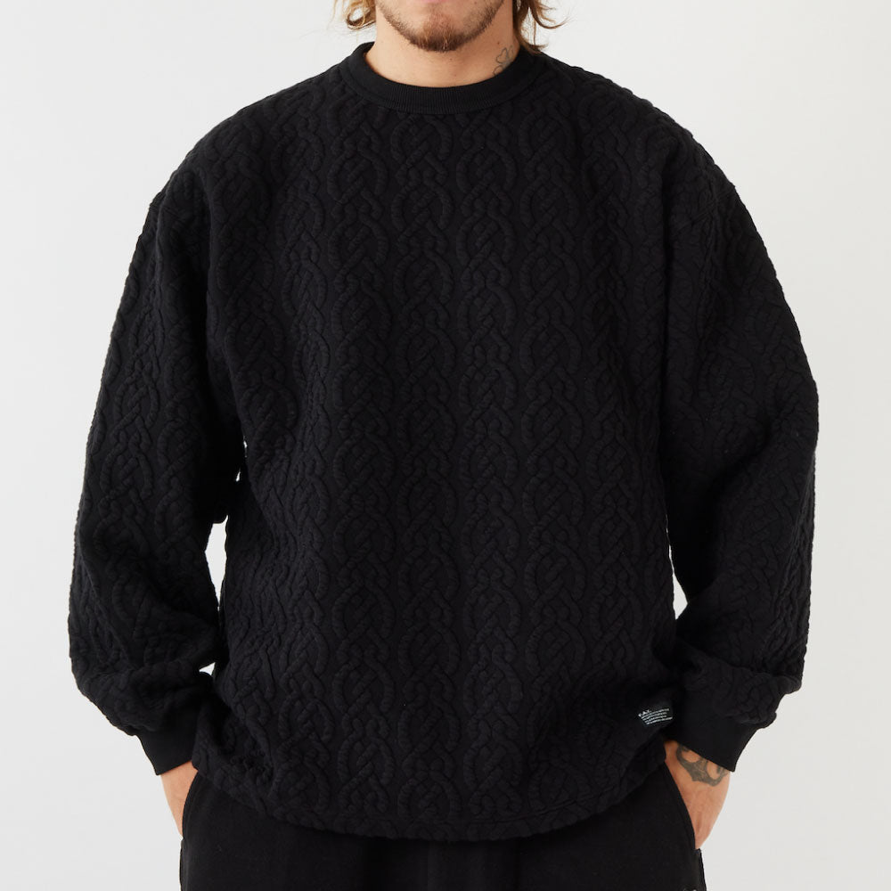 Cabler Cable Knit Crewneck Cut&Saw BLK ケーブル ニット クルーネック カットソー