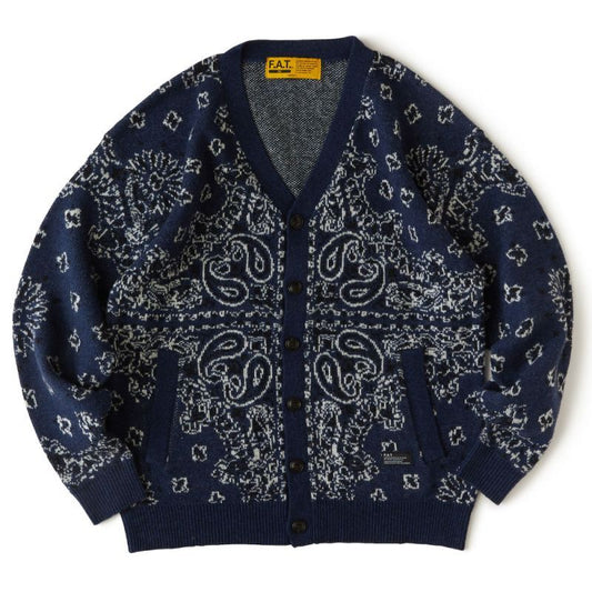 Gandana Bandana Knit Cardigan NVY バンダナ ニット カーディガン