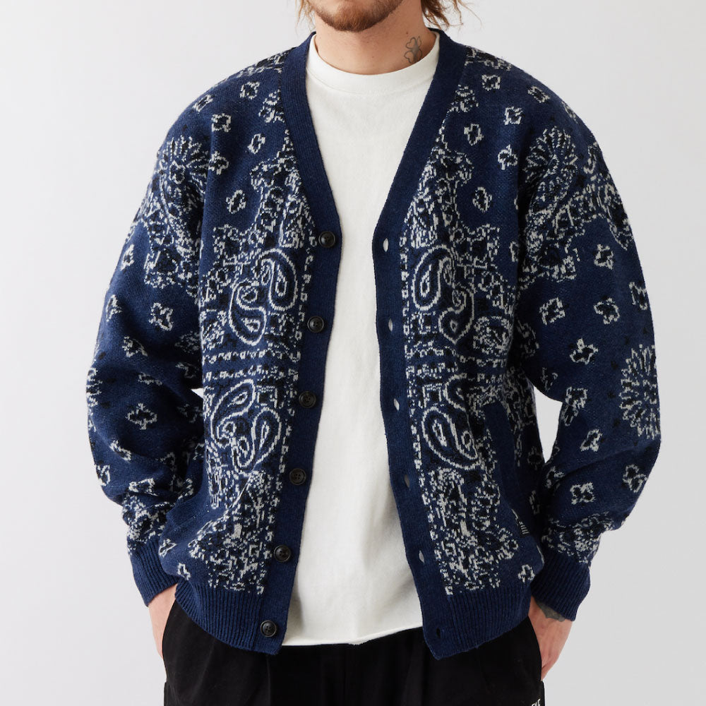 Gandana Bandana Knit Cardigan NVY バンダナ ニット カーディガン