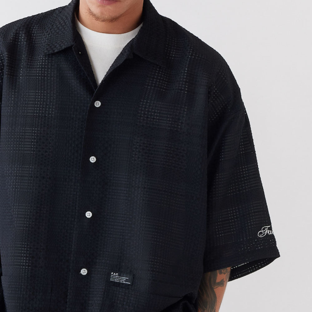 GIGASHEER S/S Mesh Check Shirt BLK 半袖 シアー チェック シャツ