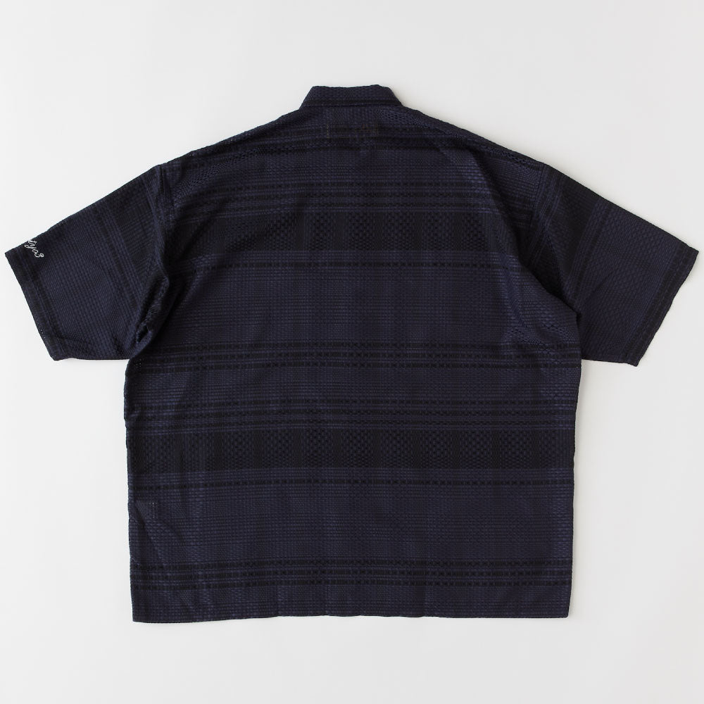 GIGASHEER S/S Mesh Check Shirt NVY 半袖 シアー チェック シャツ