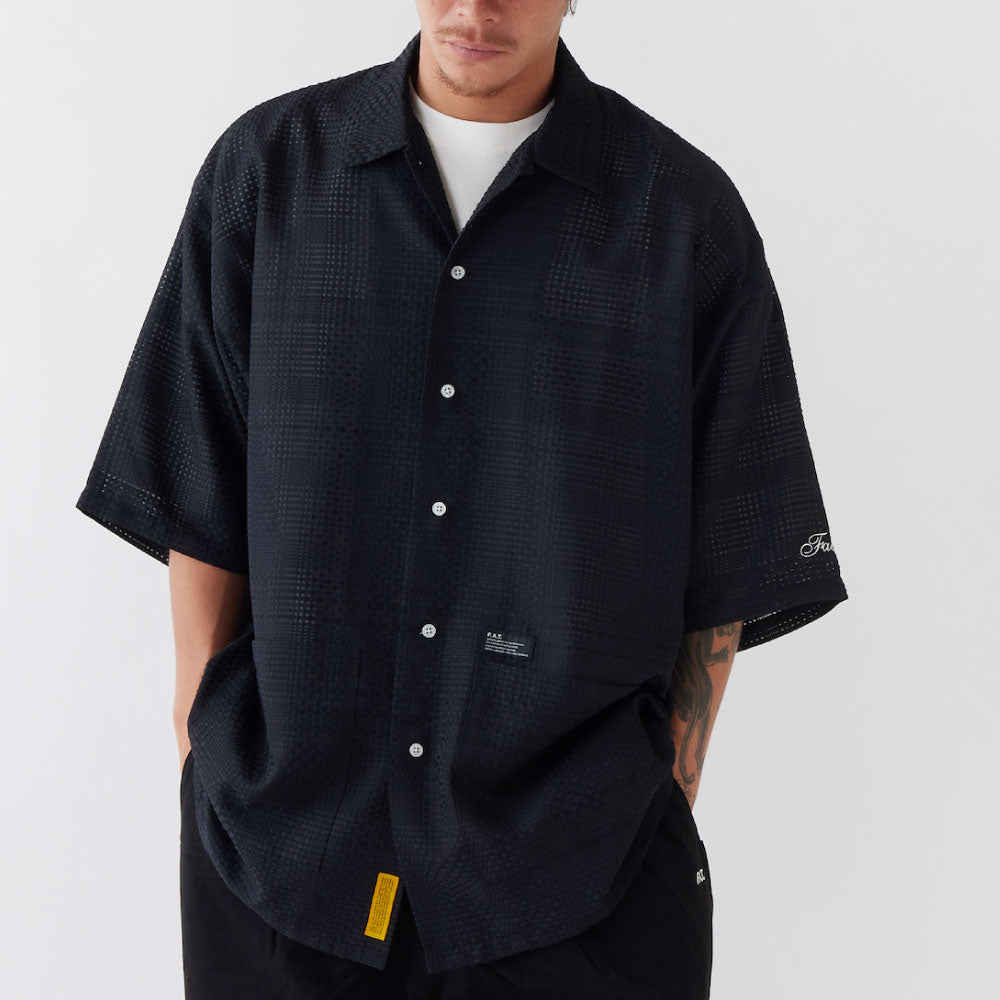 GIGASHEER S/S Mesh Check Shirt BLK 半袖 シアー チェック シャツ