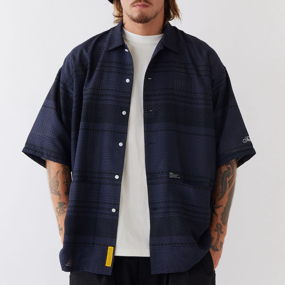 GIGASHEER S/S Mesh Check Shirt NVY 半袖 シアー チェック シャツ