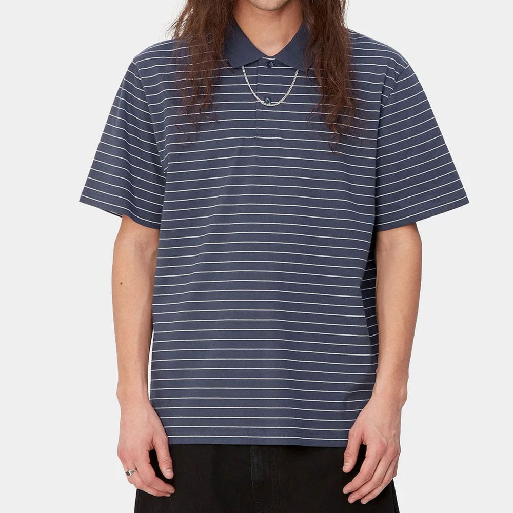 Cason S/S Stripe Polo Shirt BLU ボーダー 半袖 ポロ シャツ