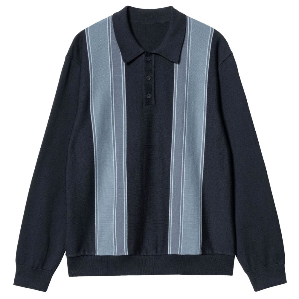 Kendricks Polo L/S Shirt Dark コットン ニット 長袖 ストライプ ポロ シャツ