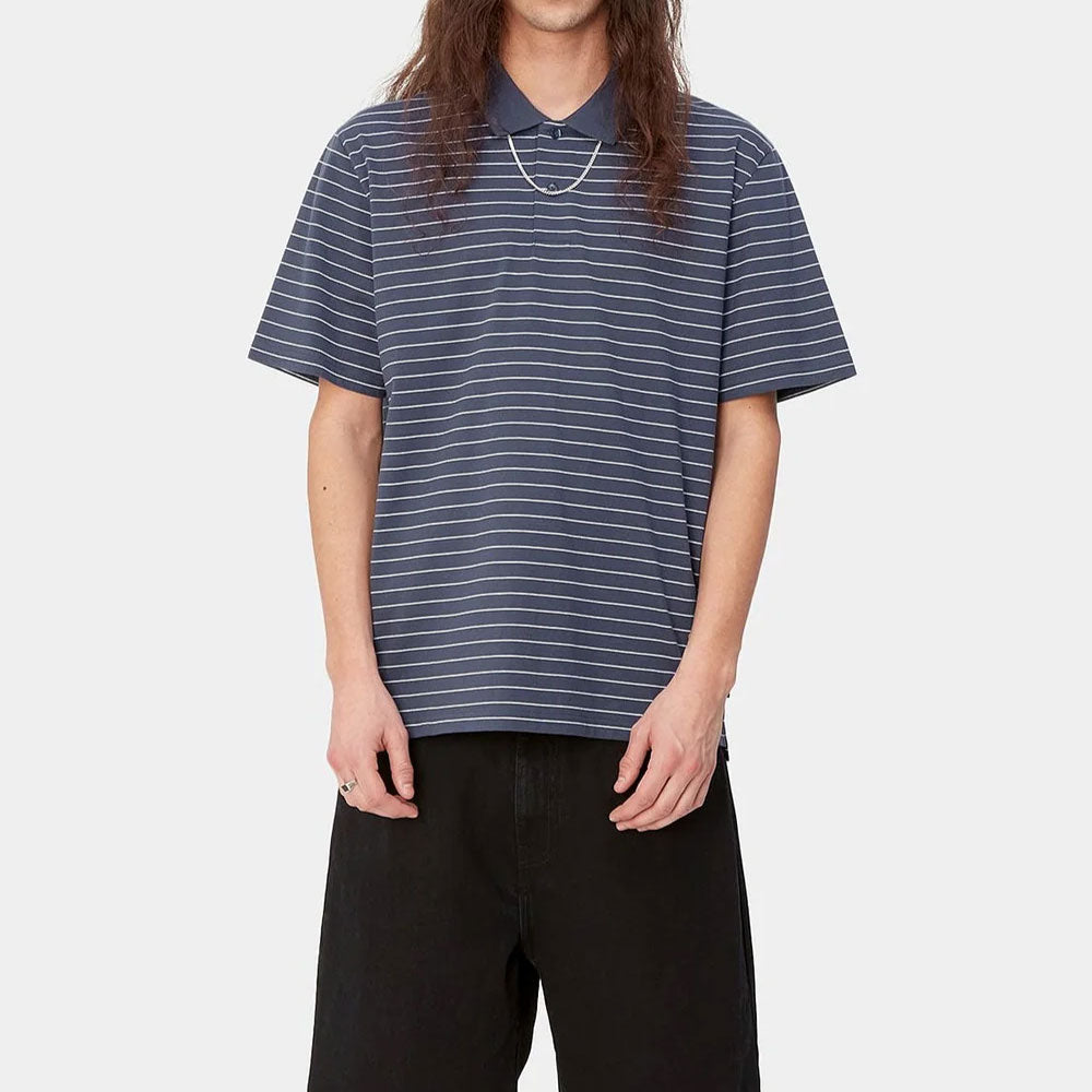 Cason S/S Stripe Polo Shirt BLU ボーダー 半袖 ポロ シャツ