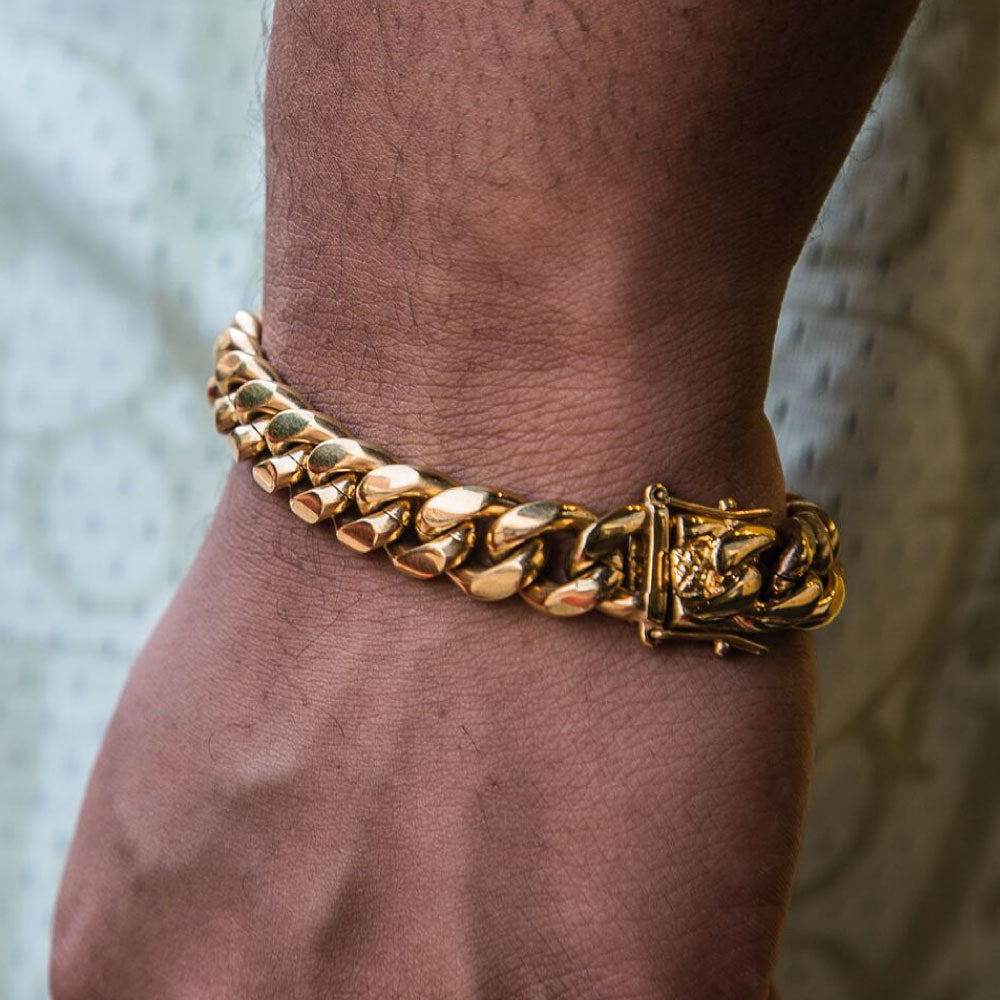 Miami Cuban Link Gold Bracelet 12mm ブレスレット ゴールド