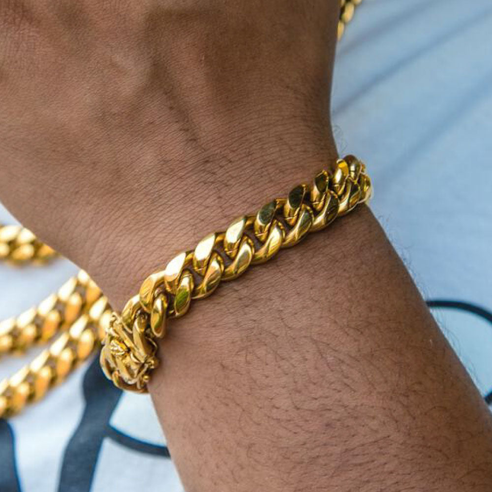 Miami Cuban Link Gold Bracelet 12mm ブレスレット ゴールド