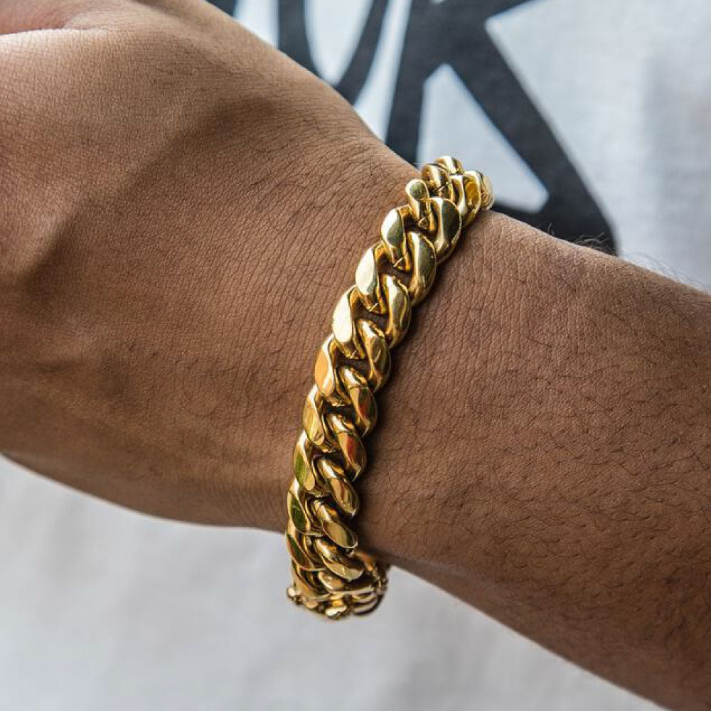 Miami Cuban Link Gold Bracelet 12mm ブレスレット ゴールド