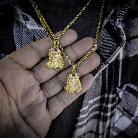 Matte Mini Jesus Piece Rope Chain Necklace GLD マット ミニ ジーザス ロープ チェーン ネックレス