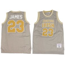 LeBron James 23 St. Mary Fighting Irish Basketball Game Jersey Gold Beige レブロン ジェームズ High School バスケットボール ジャージ ゲーム シャツ 復刻