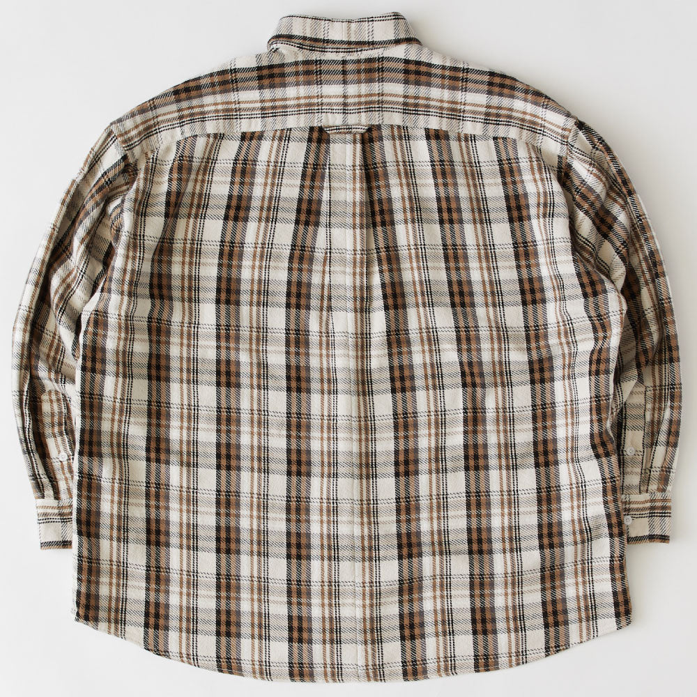 Gigannel L/S Flannel Shirt BEG チェック ネル BIG シルエット シャツ 長袖