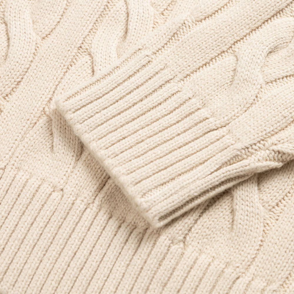 Cable Knit One Point Sweater クルーネック ニット セーター Bone White