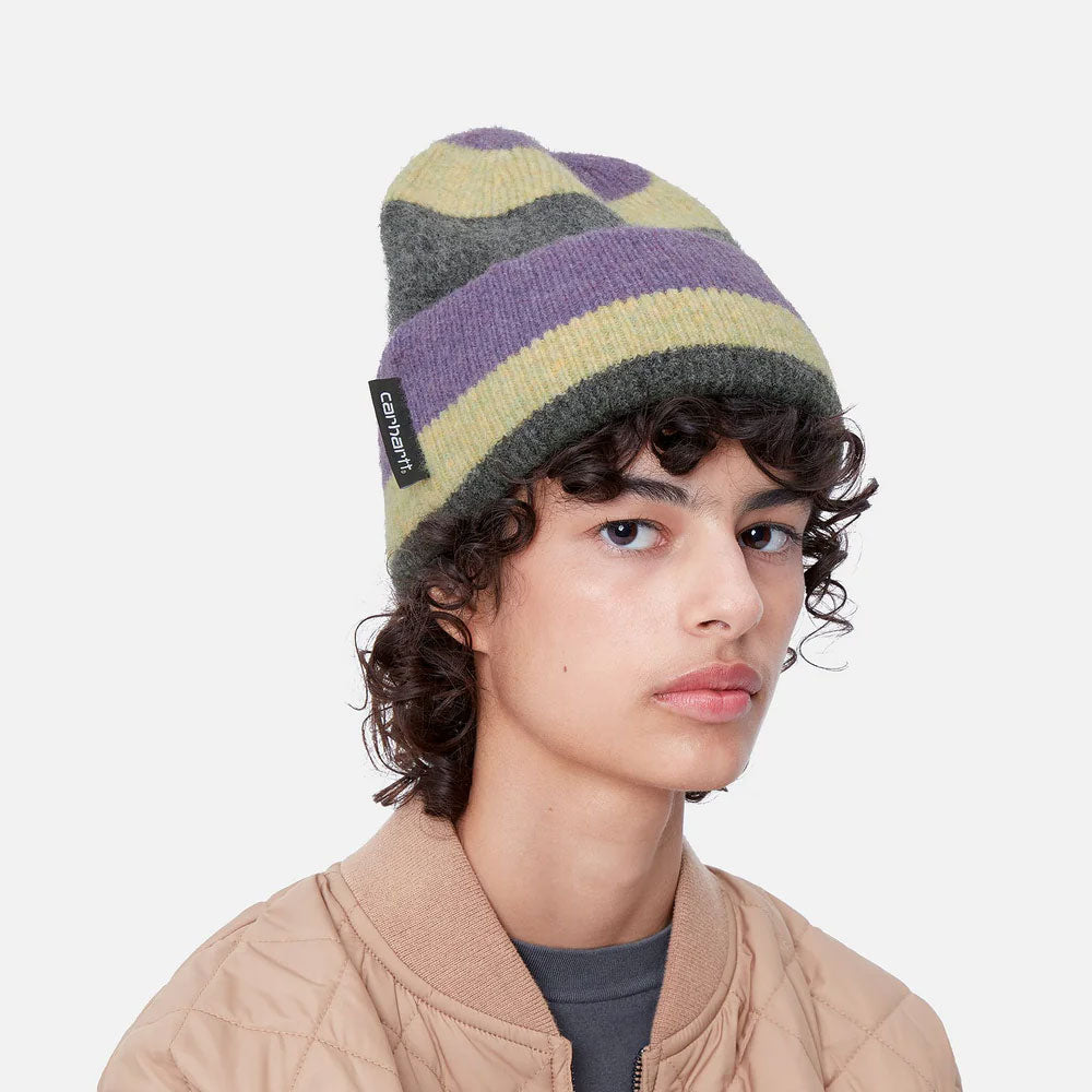 Sundling Border Beanie Stripe Jacquard Logo Knit Cap ショート ビーニー ニット キャップ