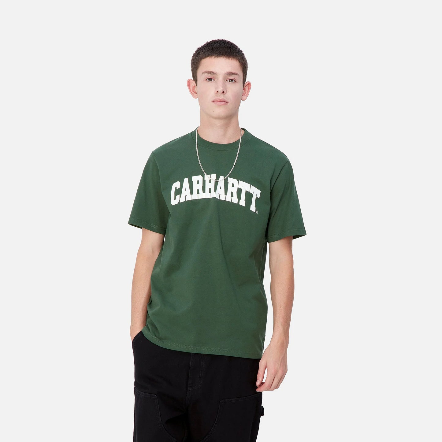 University S/S Arch Logo Tee GRN 半袖 ロゴ カレッジ Tシャツ