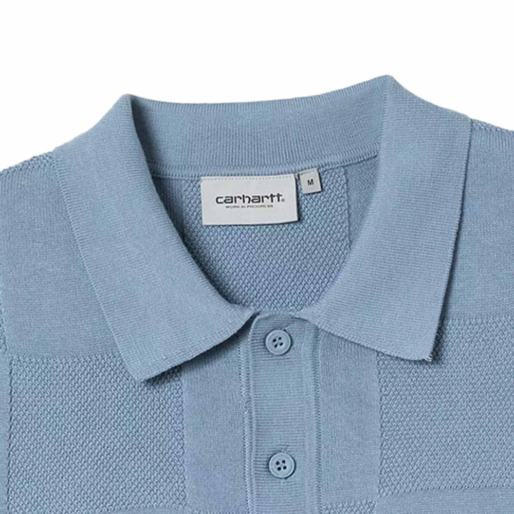 Checker S/S Knit Polo Shirts BLU 半袖 チェッカー ニットポロ シャツ